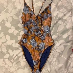 Mustard Floral Patterned One Piece